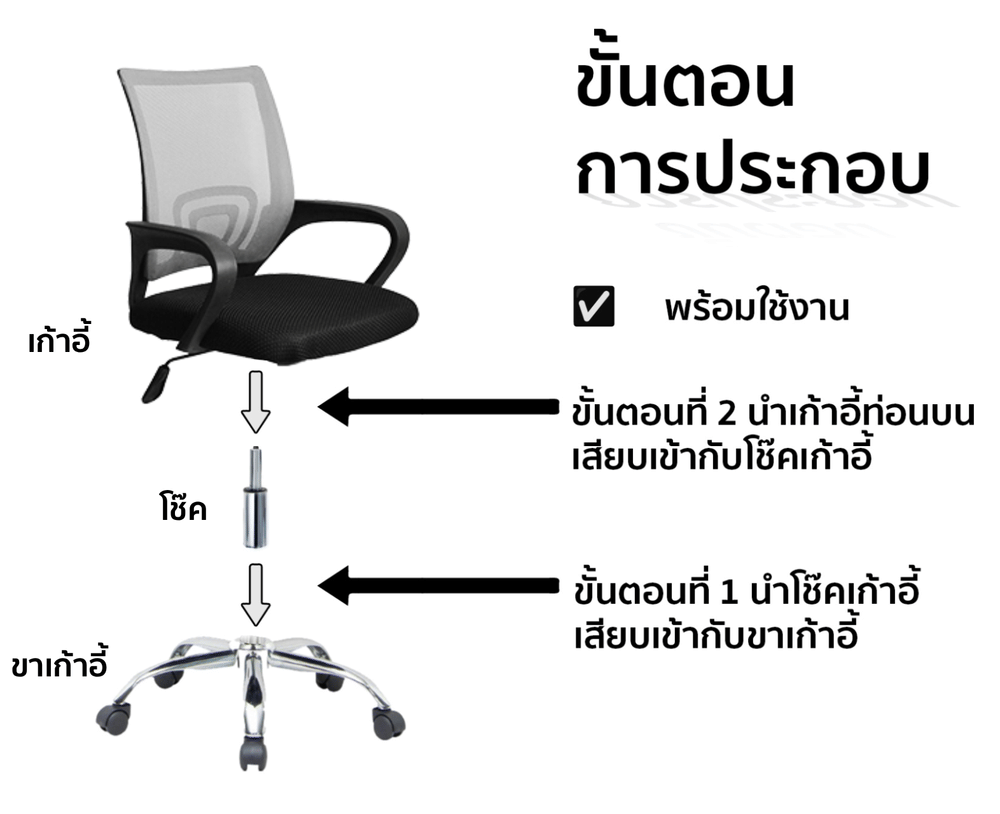 เก้าอี้สำนักงาน MEDILA รุ่น CH0001GY สีเทา (จัดส่งแบบประกอบ)